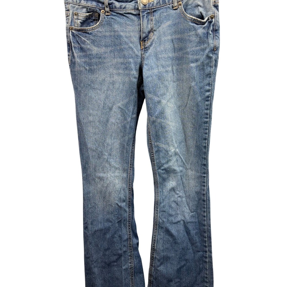 Aeropostale Hailey Flare Jeans Medium Wash 9 10 REG‎ distressed bootcut classis